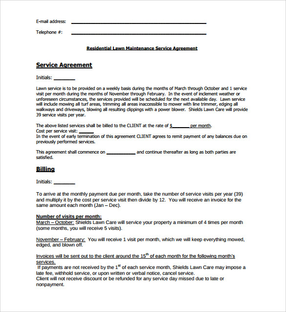 FREE 11  Lawn Service Contract Templates in PDF Google Docs MS Word