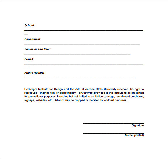 free artwork release form template to download