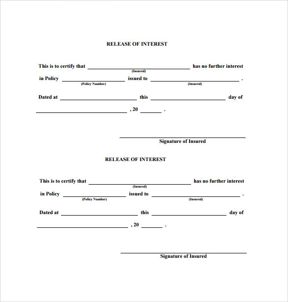 FREE 12 Sample Release Of Interest Forms In PDF MS Word