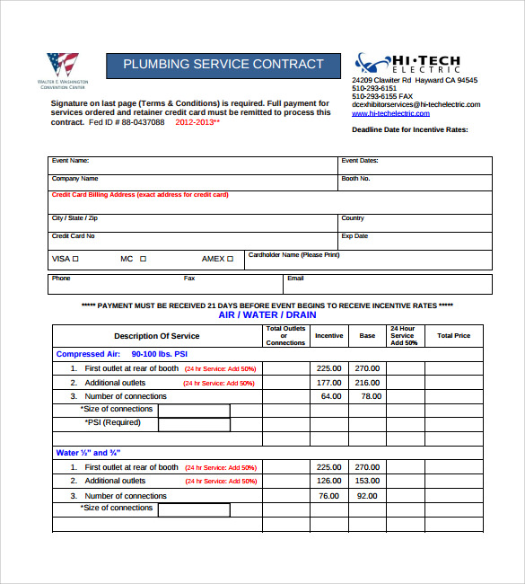 12 plumbing contract templates to download for free