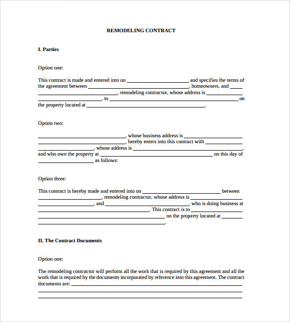 11 Home Remodeling Contract Templates to Download for Free Sample