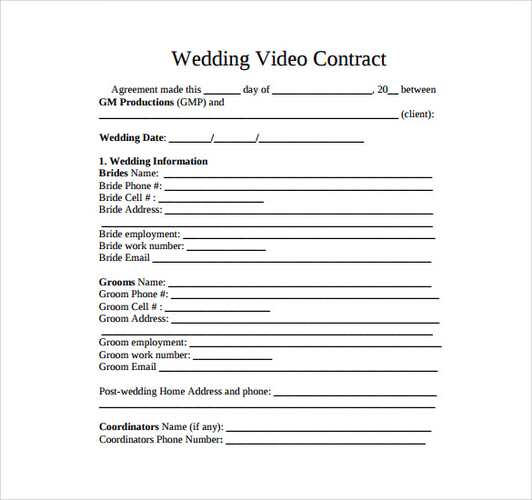 sample contract of license 9 Documents Free Videography Template  Download Contract