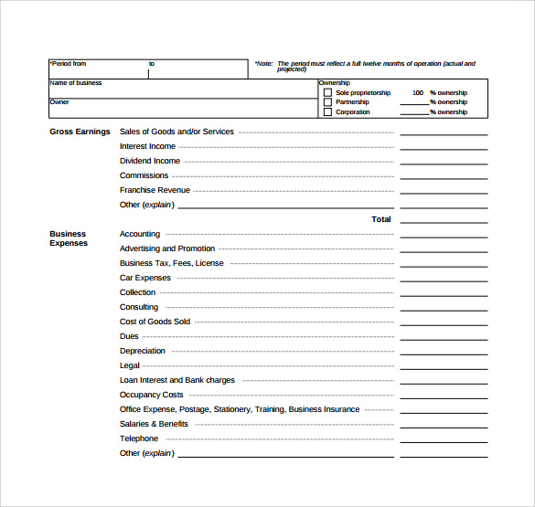 Sample Projected Income Statement Template - 11+ Free 