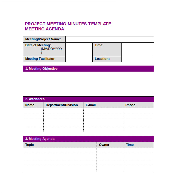 Meeting Minutes Template Doc Database