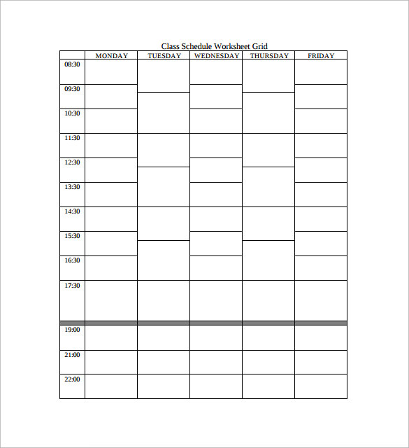 FREE 8 Sample Class Schedule Templates In PDF MS Word