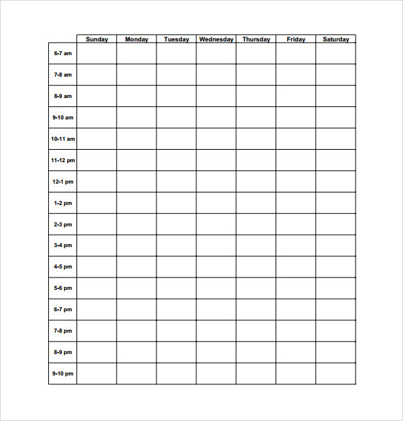 time schedule template - Togo.wpart.co