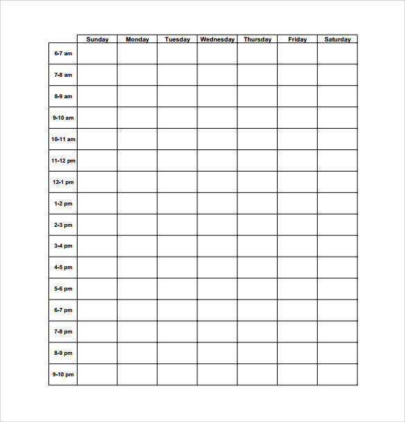 sample time schedule template