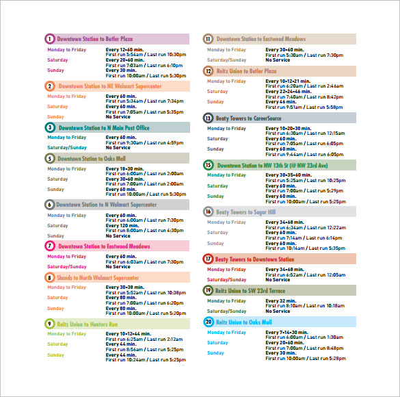 printable time schedule template