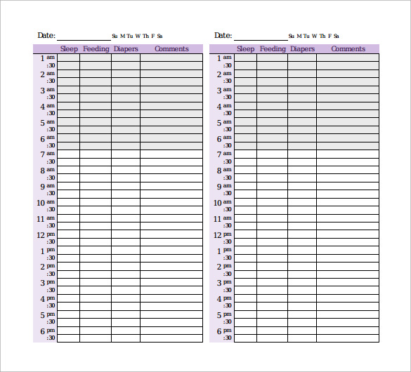 Printable Baby Feeding Schedule Chart