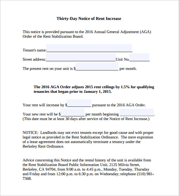 Free Printable Rent Increase Notice Printable Templates