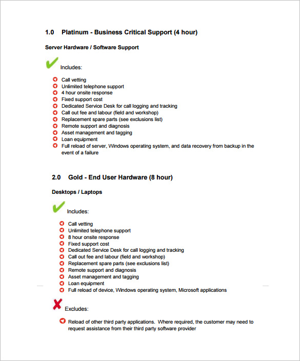 standard it support contract template