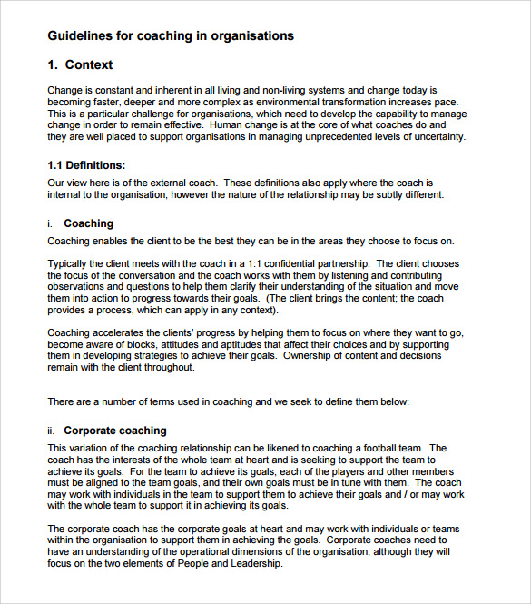sample coaching contract template