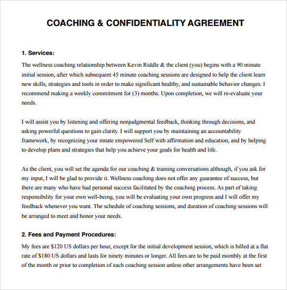 sample printable coaching contract template