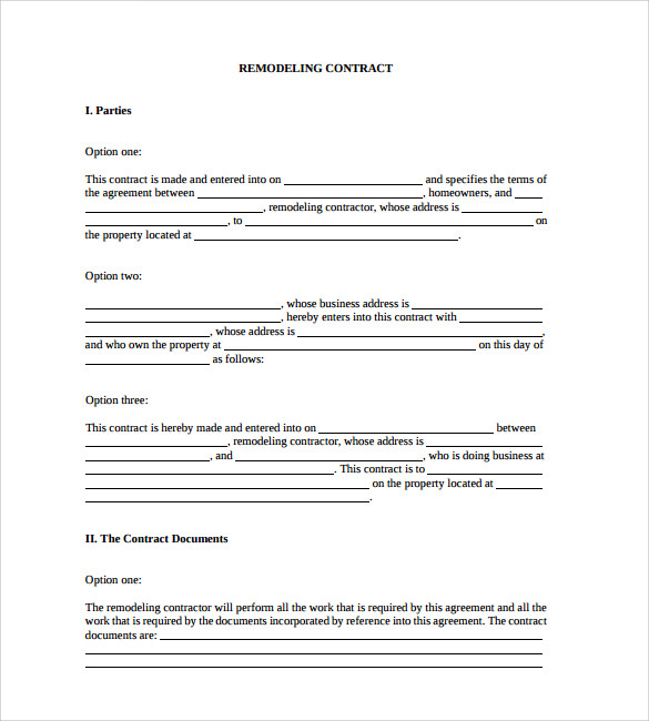 FREE 7 Remodeling Contract Templates In Apple Pages Google Docs MS Word PDF