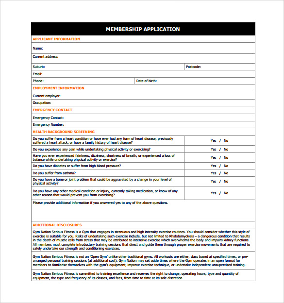 health certificate 42 form Sample Templates  Contract  Free Download 11 to for Gym