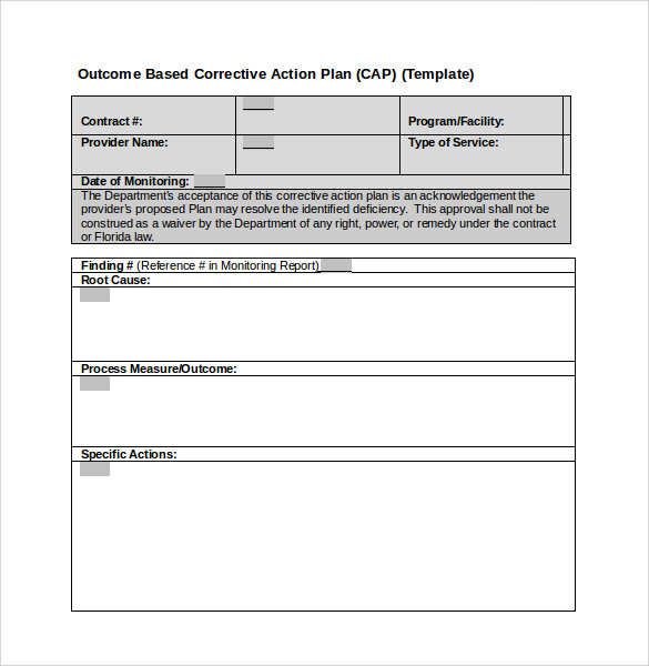 Printable Corrective Action Plan Template Printable Templates