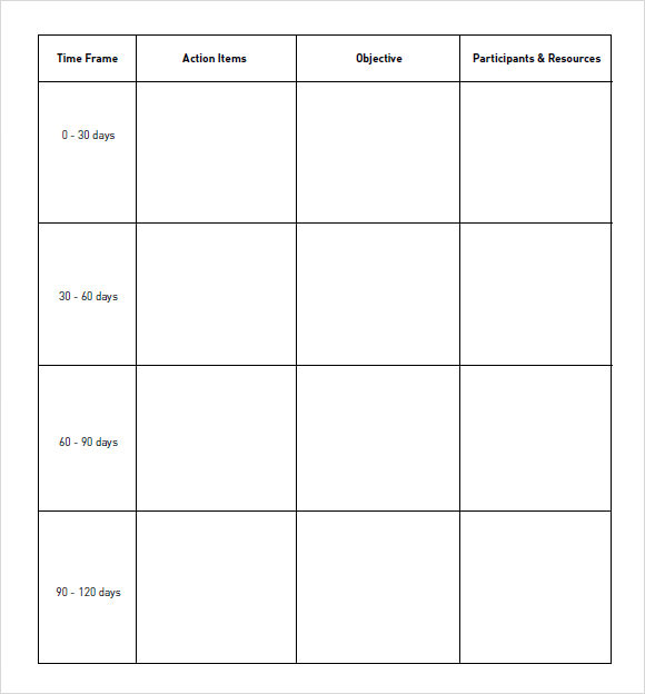 30 60 90 day action plan template pdf