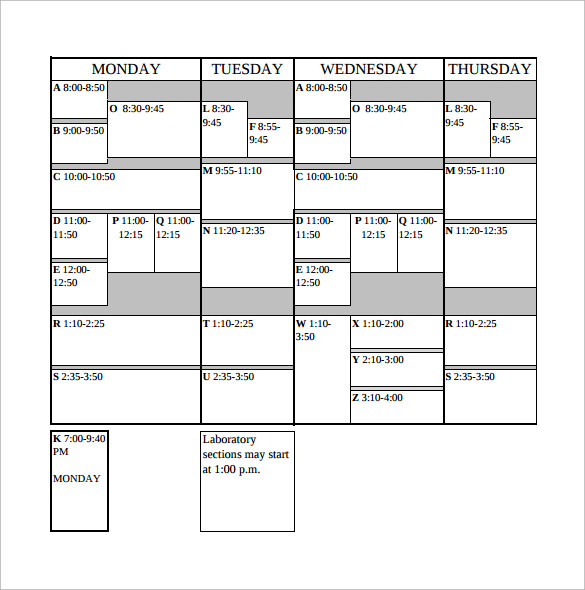 Downloadable Schedules 