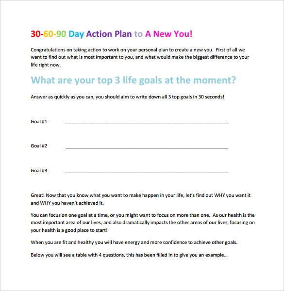 30 60 90 Action Plan Examples - Printable Templates