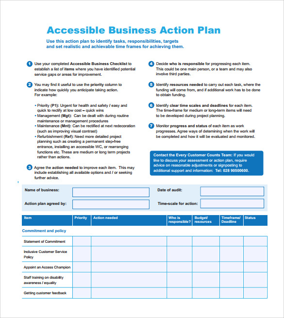 business plan action plan example