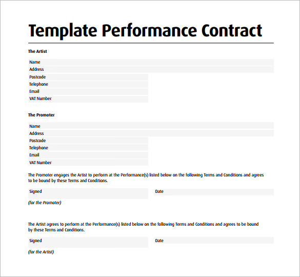 12 Performance Contract Templates to Download for Free Sample Templates