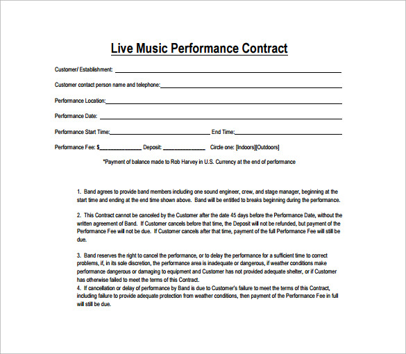 music performance contract