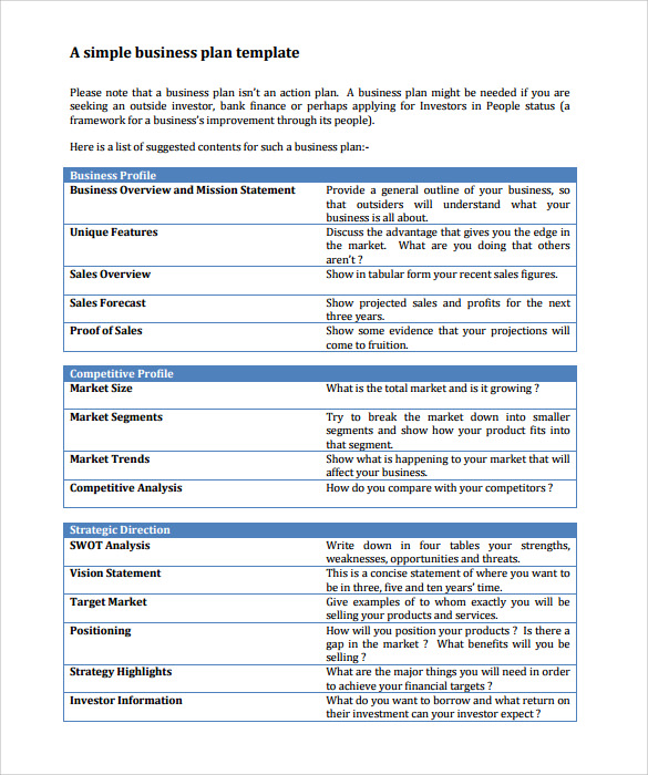 action plan for business plan sample