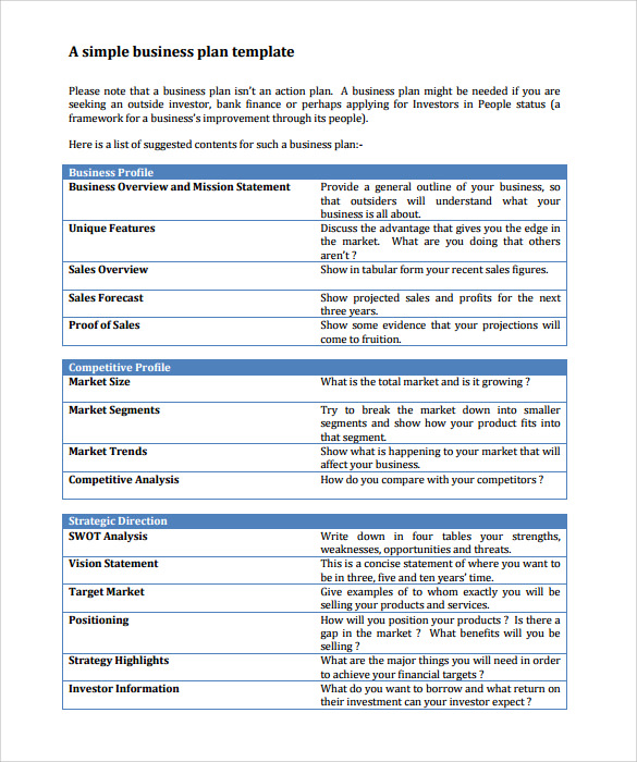 business action plan template