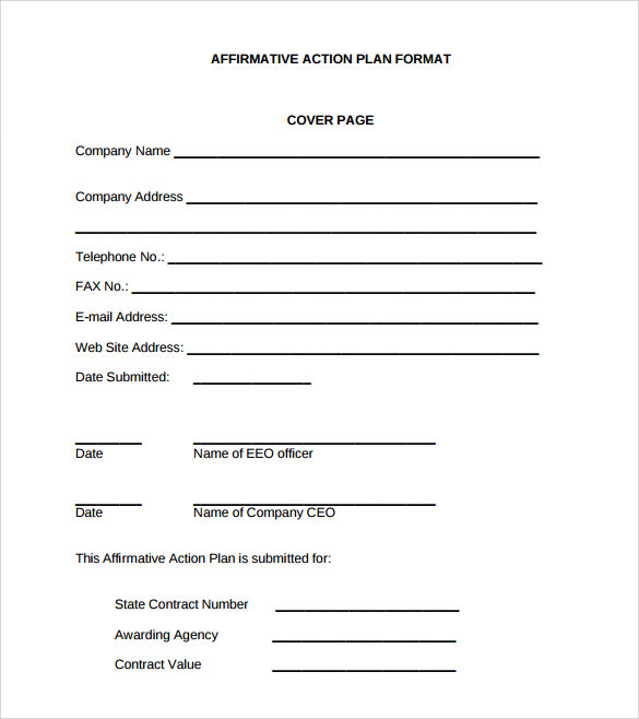 9  Sammple Affirmative Action Plan Templates Sample Templates