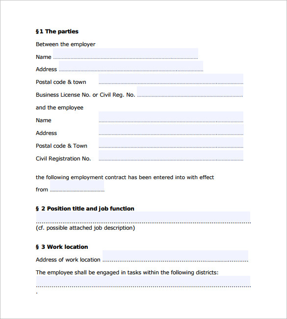 simple job contract template 