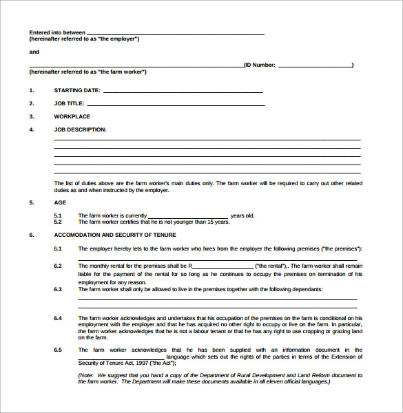 free download job contract template