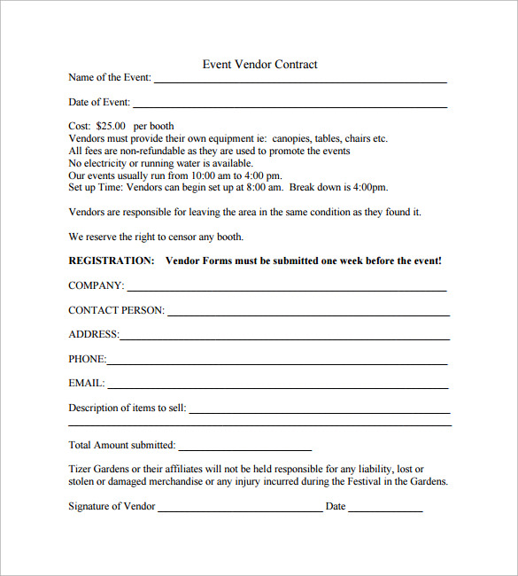 form documents 9 i Templates for 8 Contract  Free to Vendor Sample Download