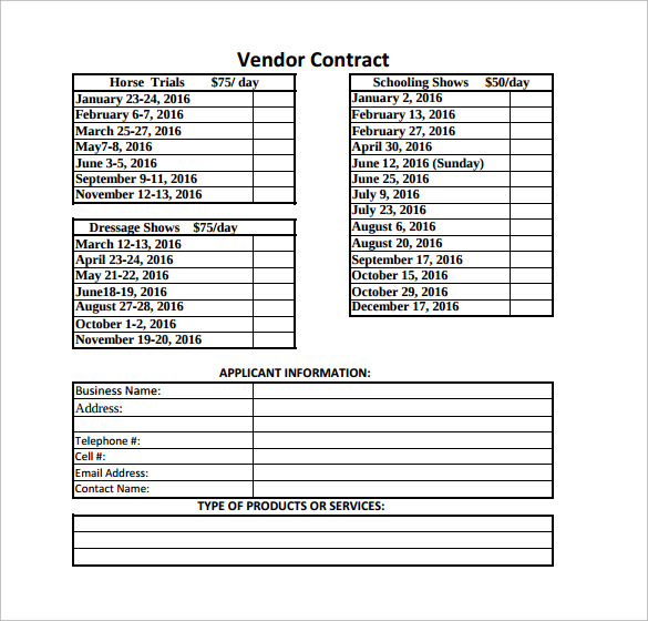 vendor contract template free