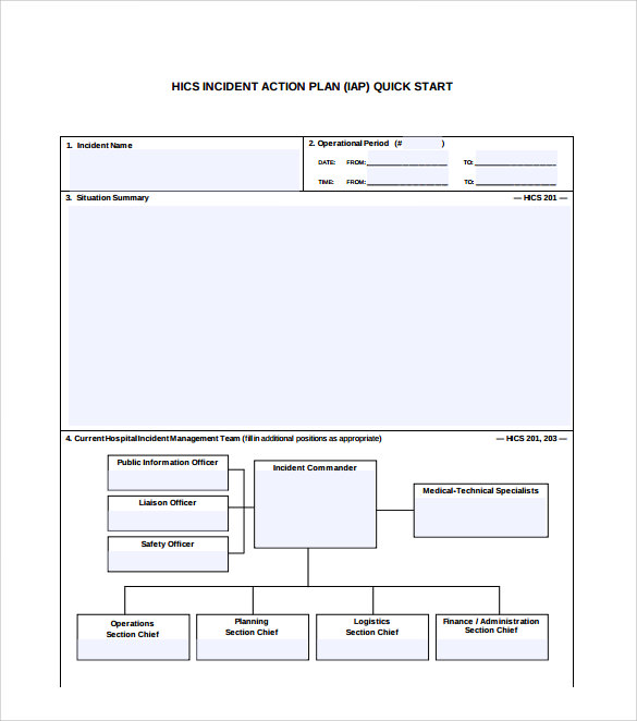 hics incident action plan template
