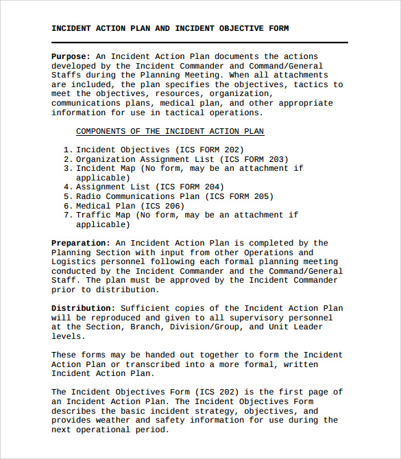 incident action plan template free sample