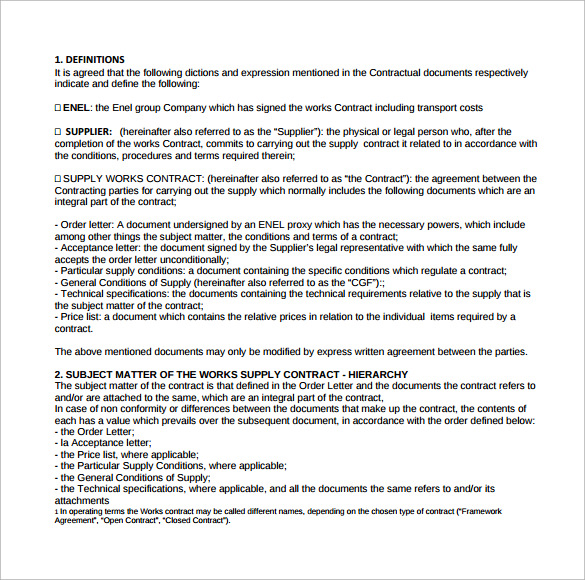 transport supply contract template