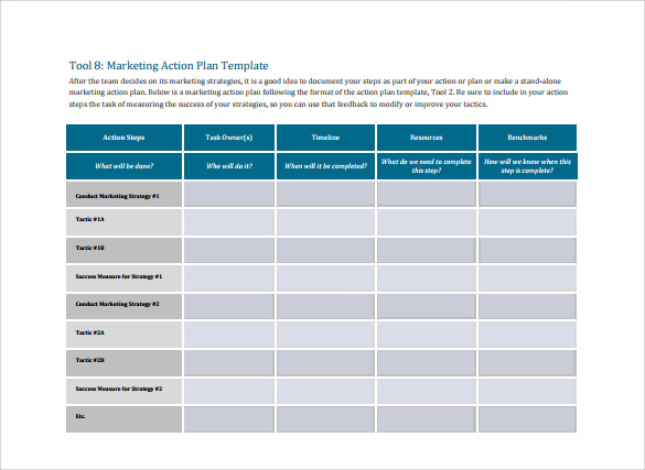 marketing action plan template free