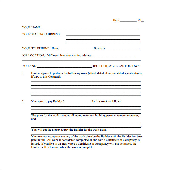 editable pdf contract 9 to Templates for Contract Remodeling Free Download