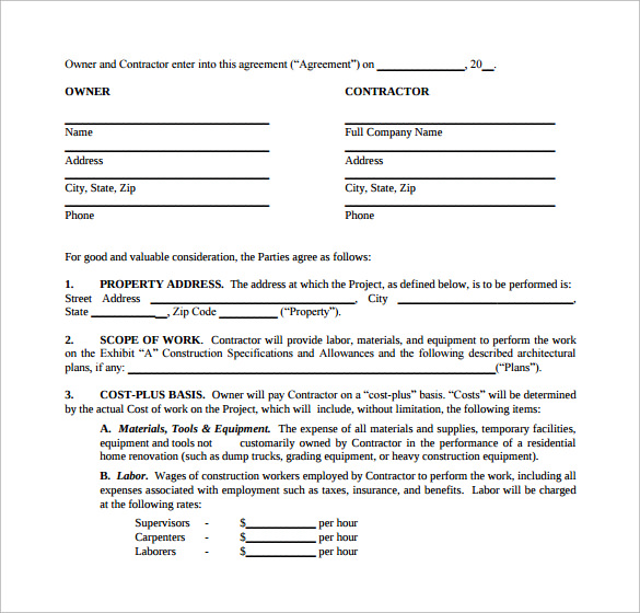 editable contract pdf 10 Docs  Remodeling Templates Contract Pages,