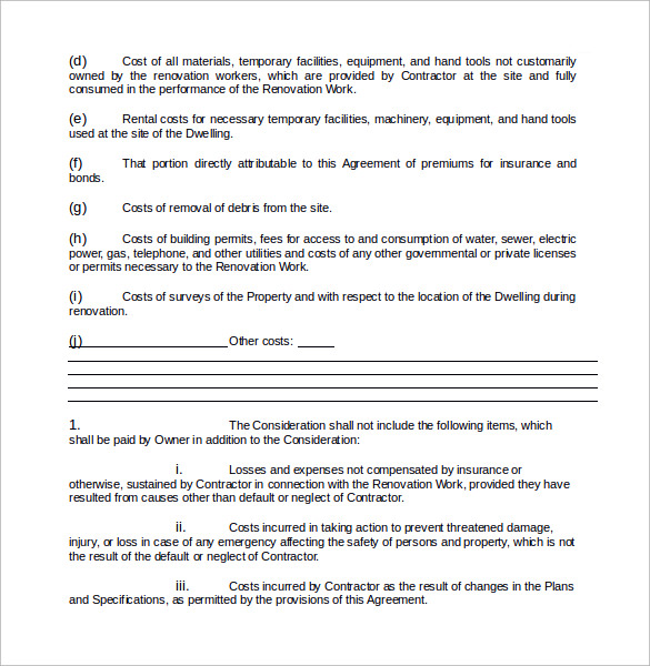 FREE 10+ Remodeling Contract Templates in MS Word Google Docs Pages PDF