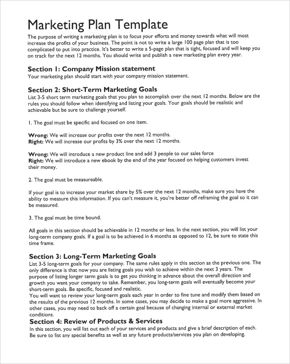 marketing action plan template printable1