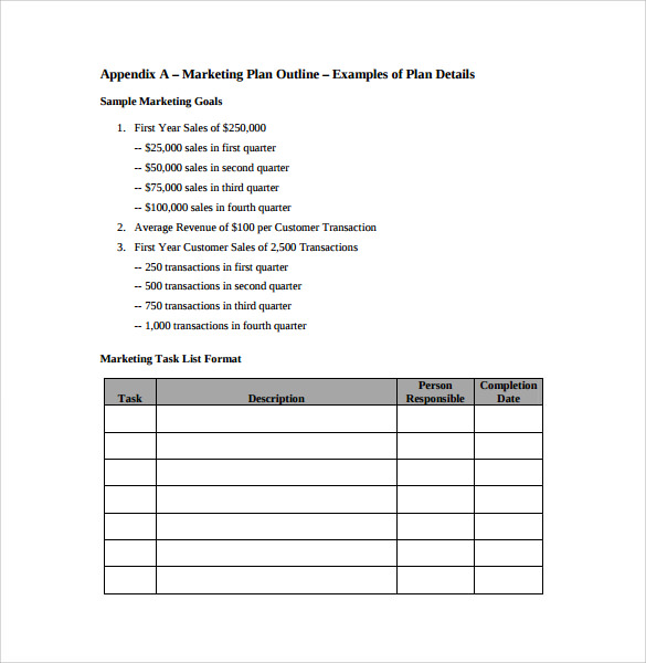 sample marketing action plan template