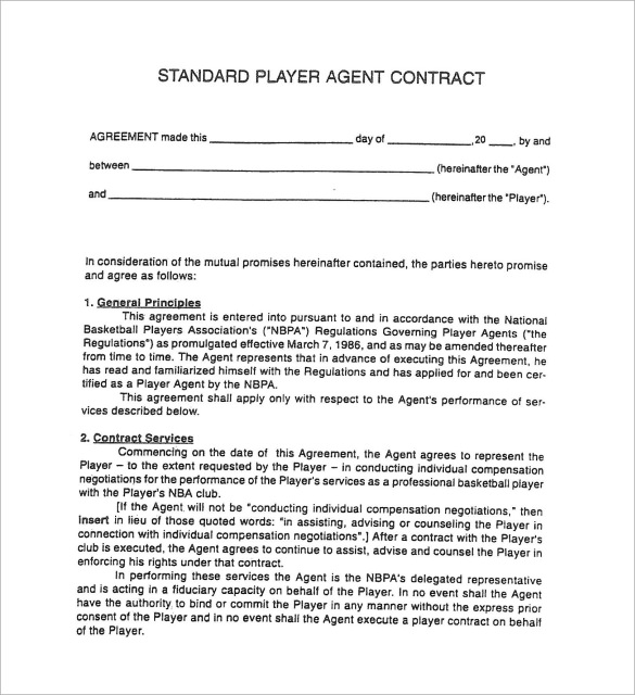 player agent contract template