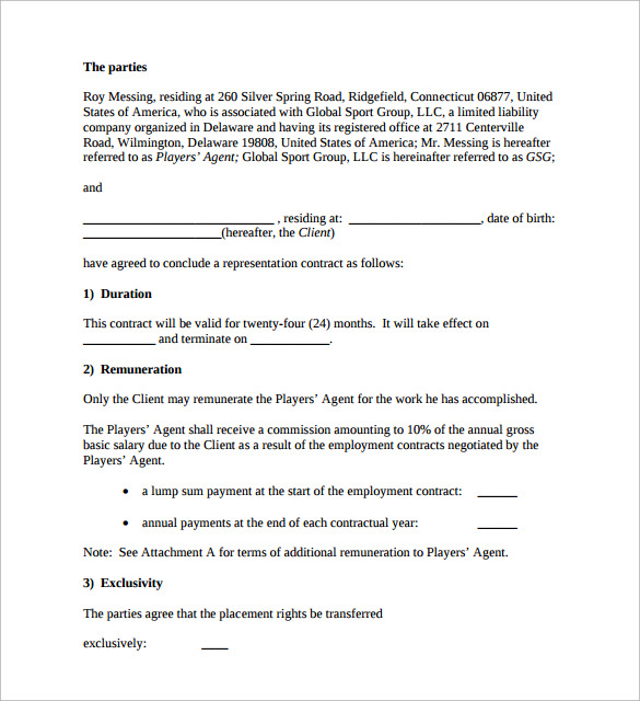 representation agent contract template