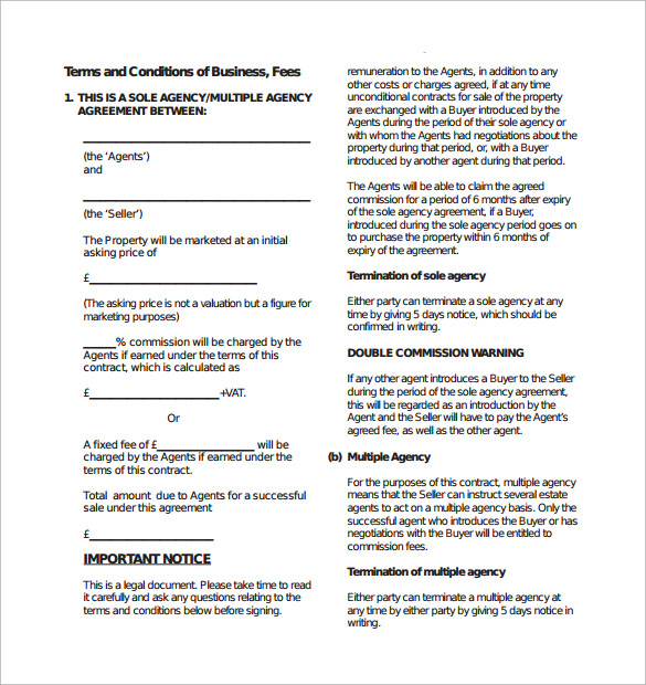 estate agent contract template
