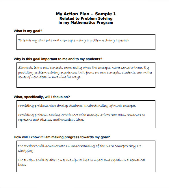 elementary student action plan template