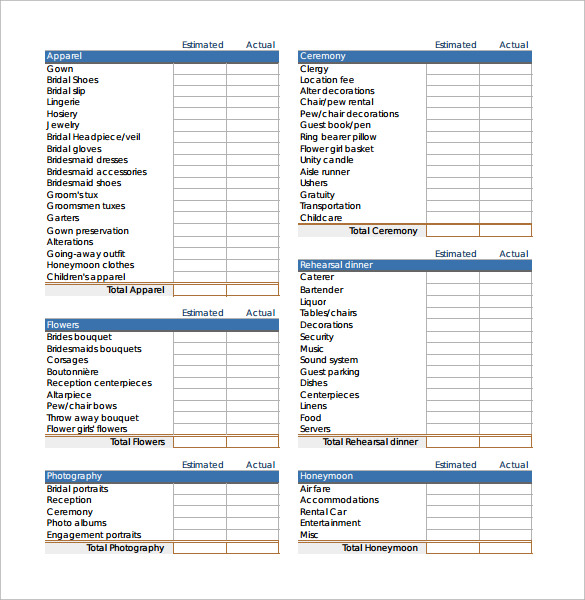 Free 8 Sample Wedding Budget Calculator Templates In Pdf Excel