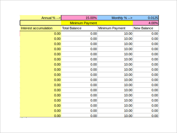 credit card calculator excel file