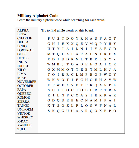 Free 6 Sample Military Alphabet Chart Templates In Pdf Ms Word