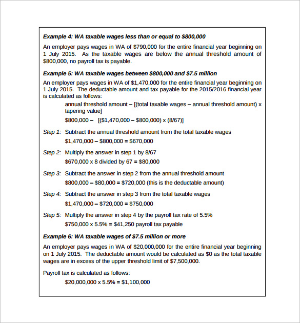 payroll tax calculator sample